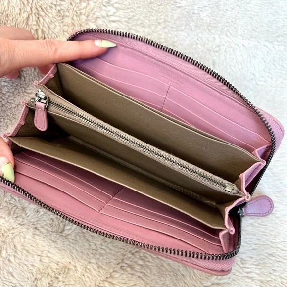 Bottega Veneta Nappa Intrecciato Pink Zippy Long Wallet Wallets